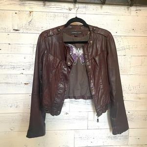 Andrew Marc Brown Leather Jacket Size XS